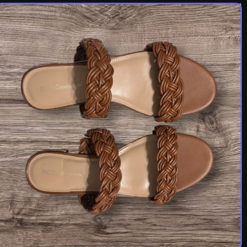 Bcbgeneration Darla Braided Strap Brown Gold Heel… - image 2